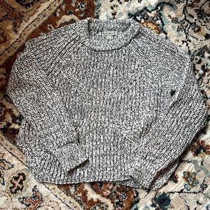 Black and White Contrast Knit Crop Sweater